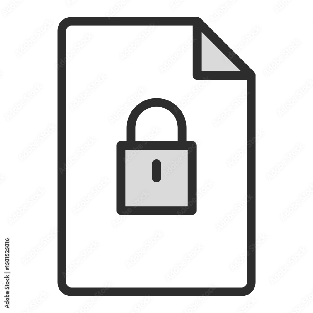 Poster locked document file protection icon vector private data security