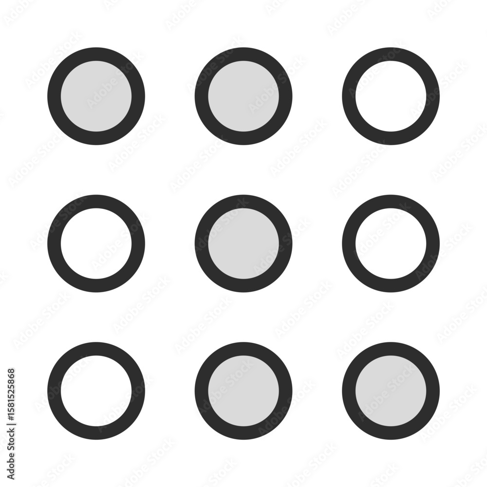 Poster grid menu dots icon apps launcher interface vector digital design