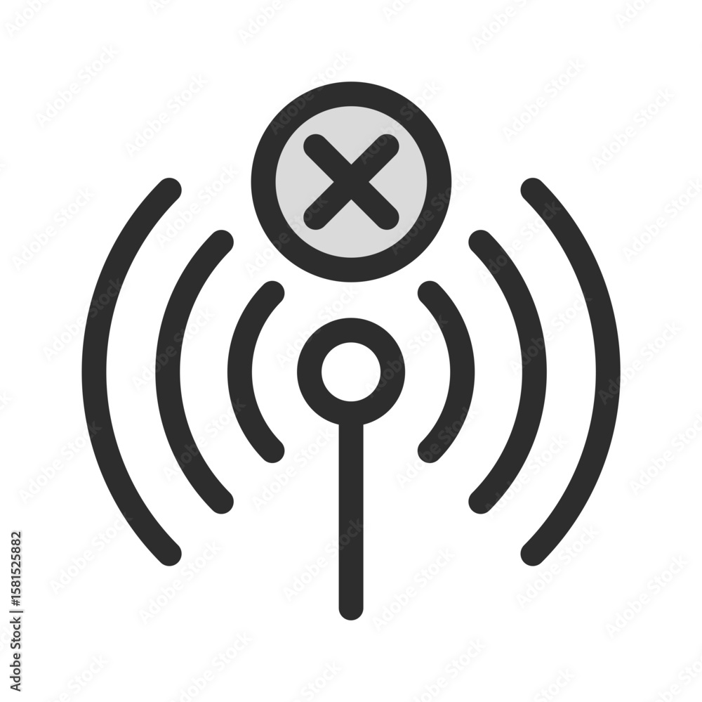 Poster no wifi signal problem icon vector internet outage network error