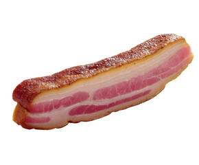 Freshly Cooked Slices of Crispy Bacon with Golden Brown Edges on a White Background for Culinary and Food Photography Usage