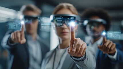 Diverse Professionals Using Augmented Reality Technology for Innovation
