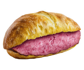 Delicious Freshly Baked Sandwich with Succulent Pink Meat Filling on a Golden Crusty Roll Displaying Textures and Colors to Tempt Every Palate