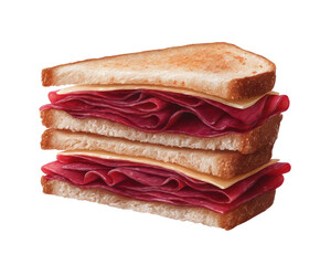 Delicious Layers of Roast Beef and Cheese in Toasted Bread Highlighting Tempting Texture and Color for Culinary Inspiration and Food Photography