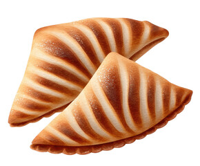 Delicious freshly baked pastries with golden crust and striped patterns on an isolated background for food photography and culinary designs