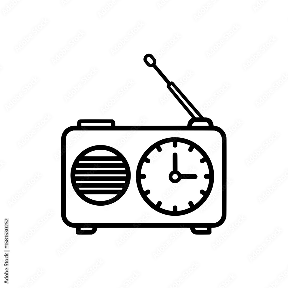 Poster radio with speaker and clock display for music and time updates