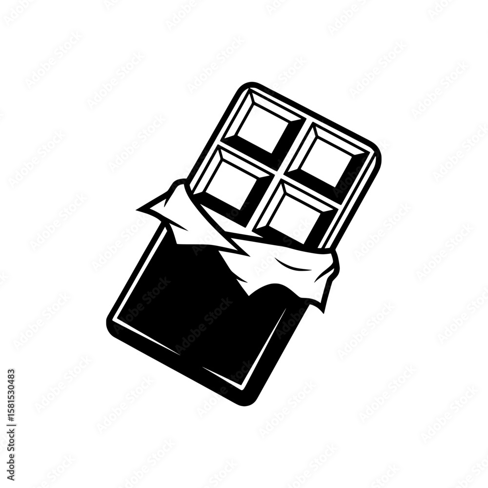 Poster chocolate bar with four segments and wrapper details