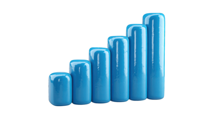 Ascending blue bar graph on a black background