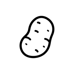 Line art icon of a potato with sprouted eyes for food packaging