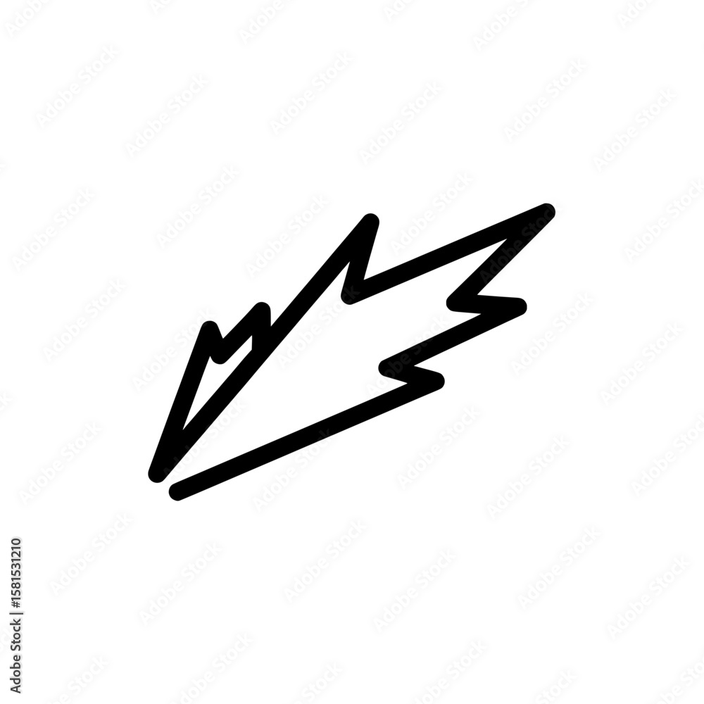 Poster jagged lightning bolt with dynamic sharp lines on dark background