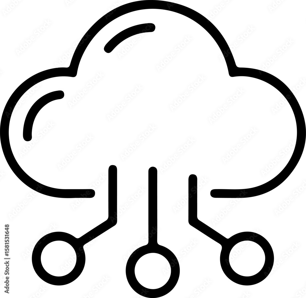 Poster stylized cloud icon with interconnected nodes representing data transfer and network connections
