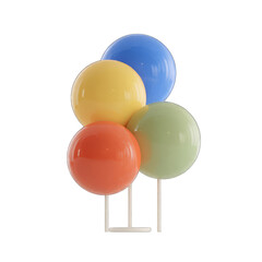 Four colorful balloons arranged like a stylized tree
