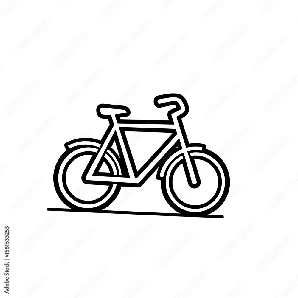 Poster minimal outline of a bicycle with simple line details