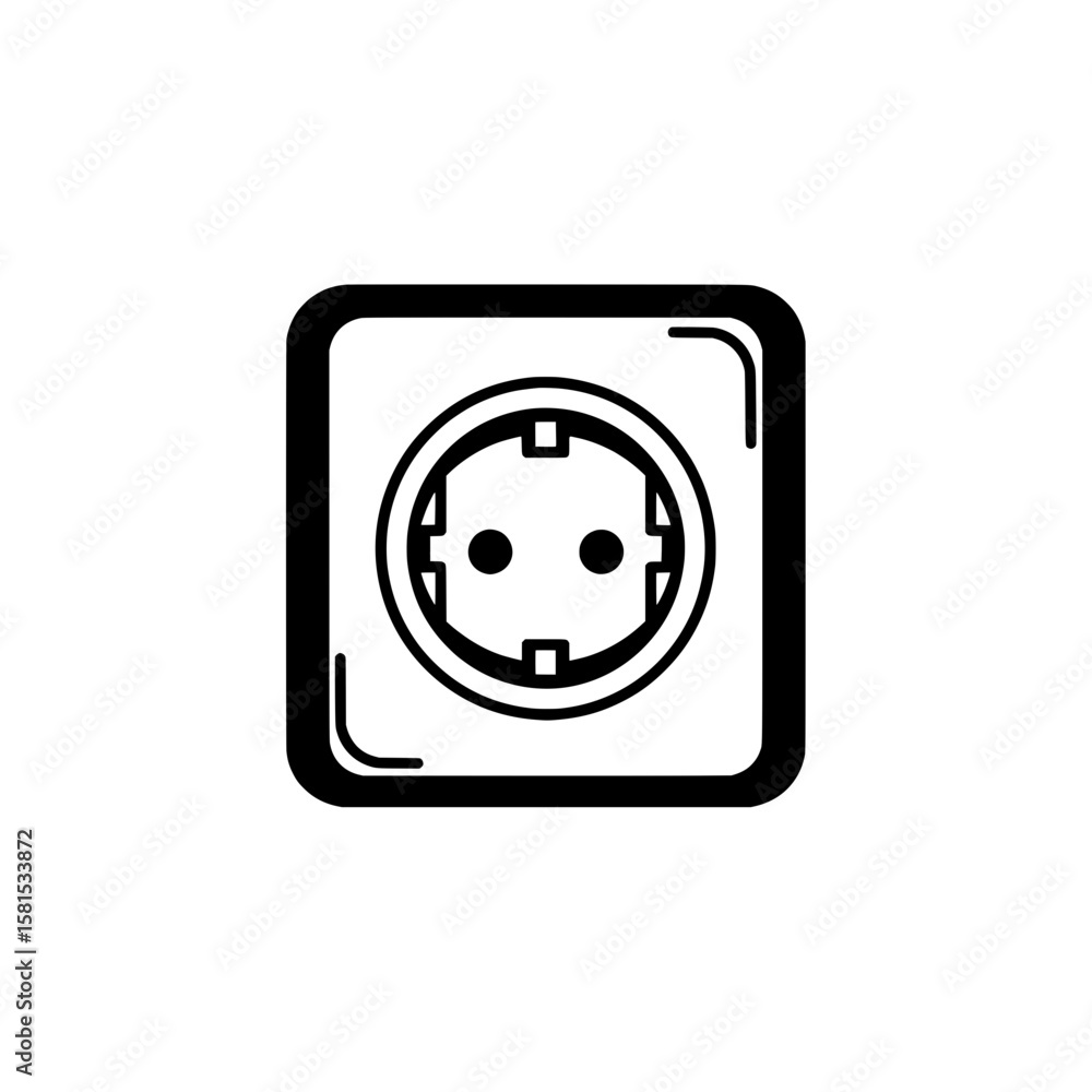Poster electrical outlet with two round sockets and square frame