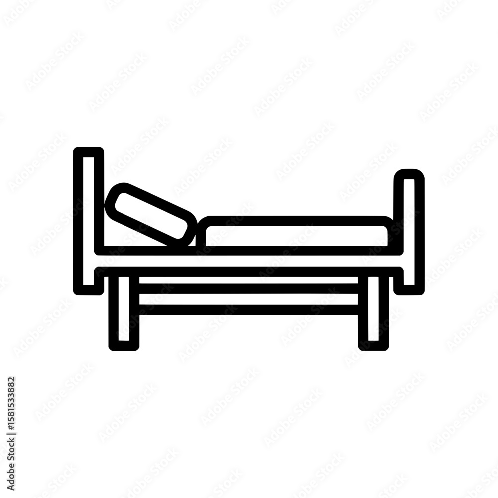 Poster bed with pillow outline symbolic vector element for design