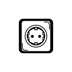 Electrical outlet with two round sockets and square frame