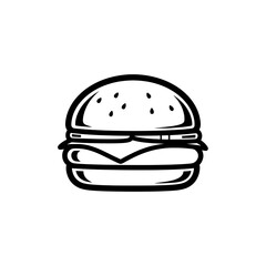 Fototapeta premium Line drawing of a hamburger with lettuce and tomato on a bun