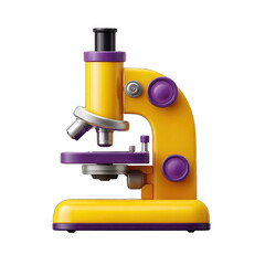 Bright yellow microscope with purple accents