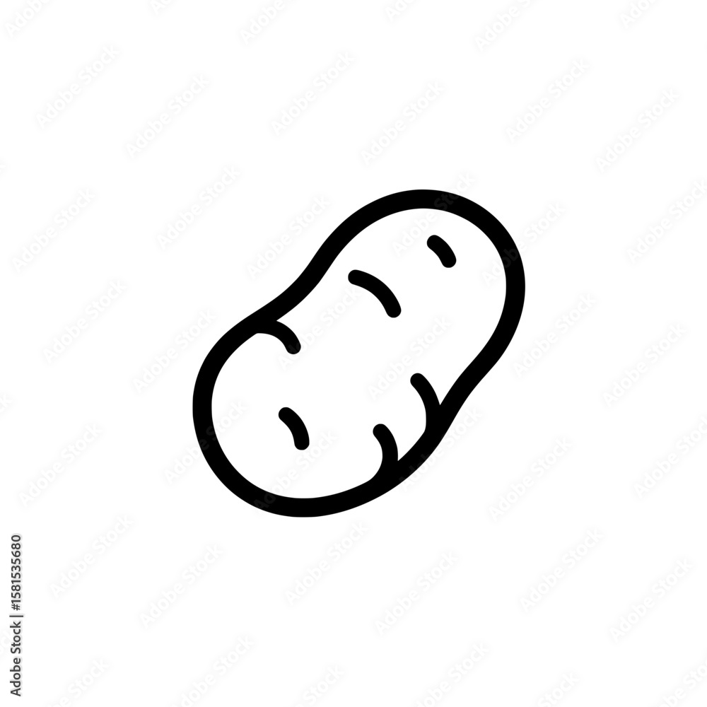 Poster simple line icon of a potato with dashed lines
