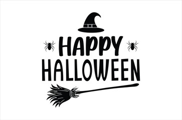 Happy halloween svg, Retro halloween svg, Happy halloween vector  illustration, pumpkin, witch, spooky, ghost Typograph design, funny halloween t-shirt quotes Bundle, Cut File Cricut, Silhouette