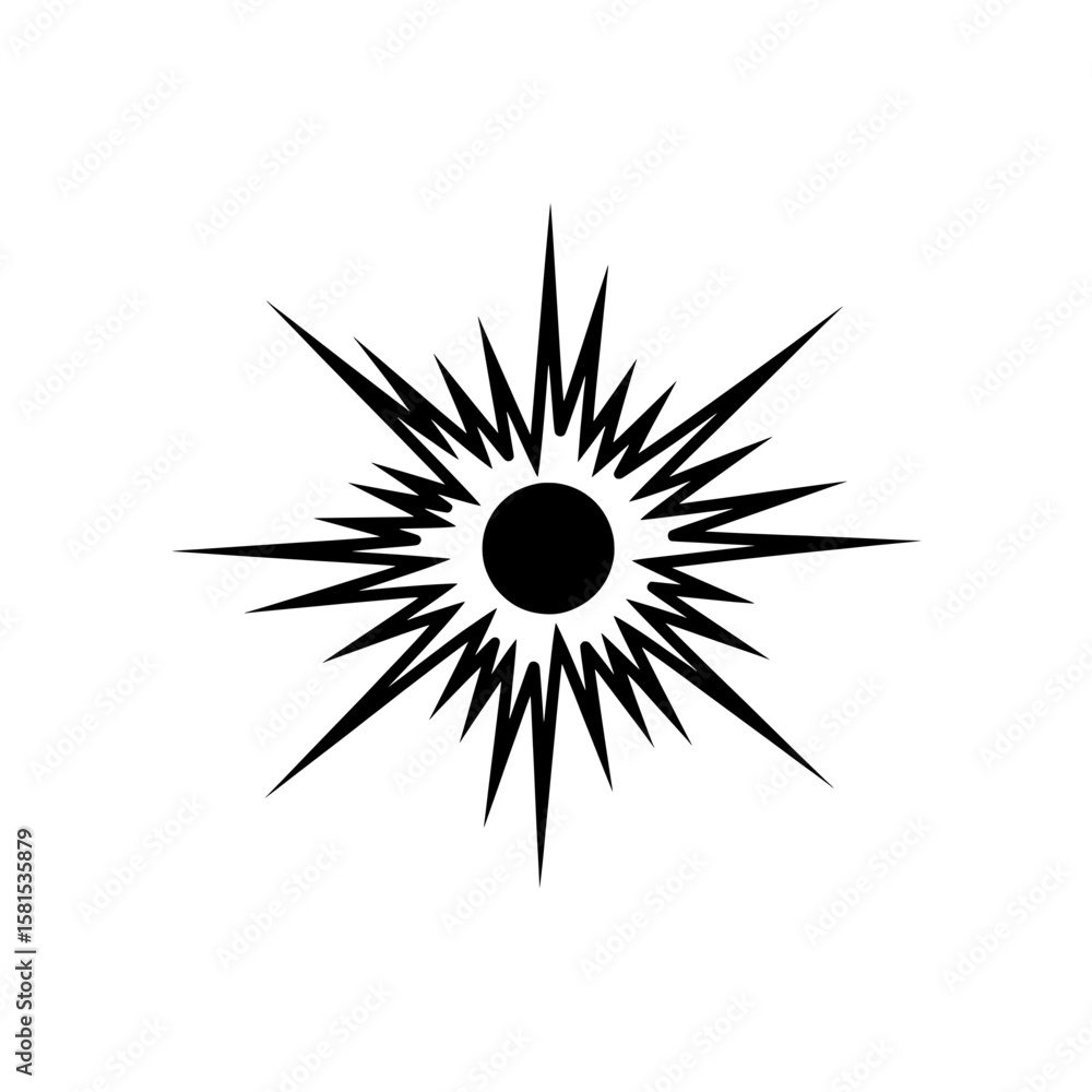 Aufkleber starburst with sharp rays on dark background for energetic themes