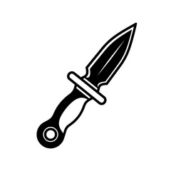 Knife with a black handle and pointed blade for cutting and cooking