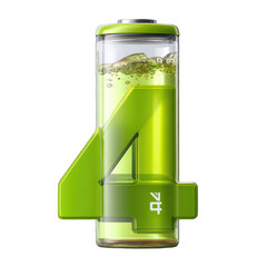 Green battery shaped like the number four