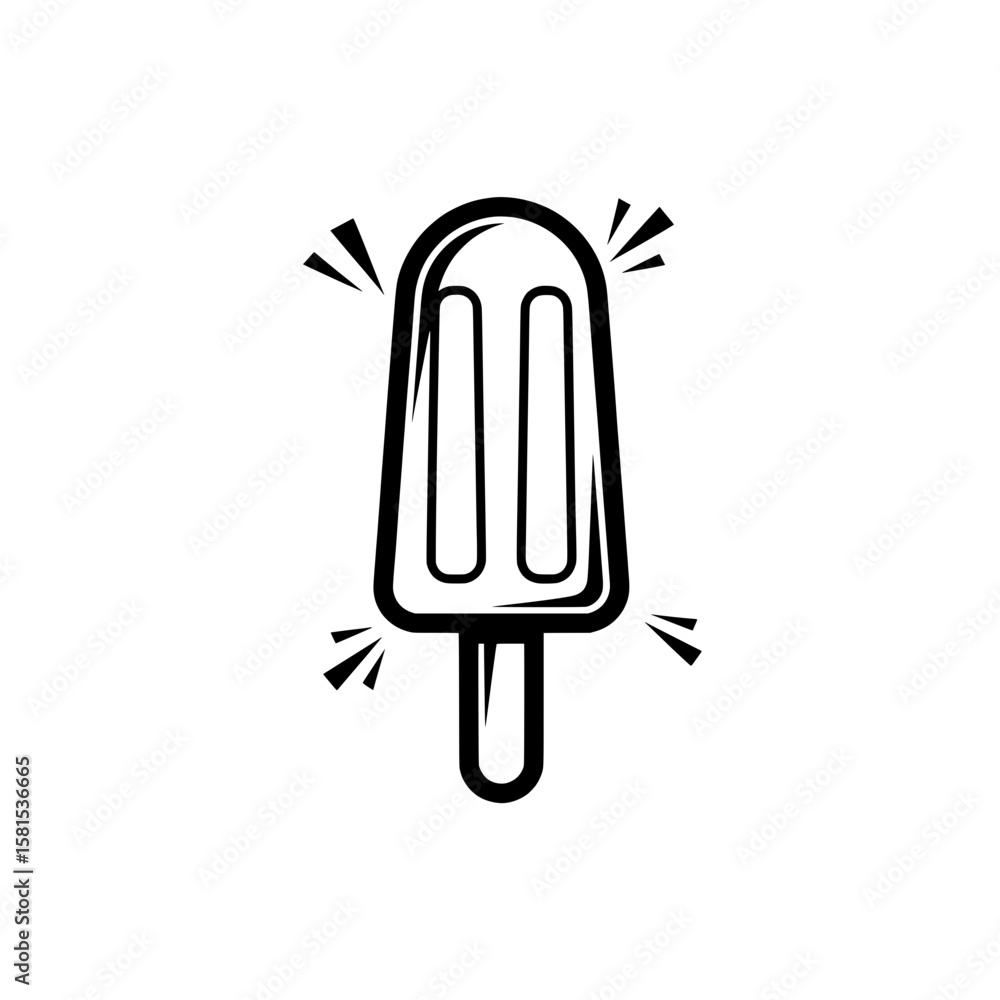 Poster minimalist line drawing of a popsicle with motion lines