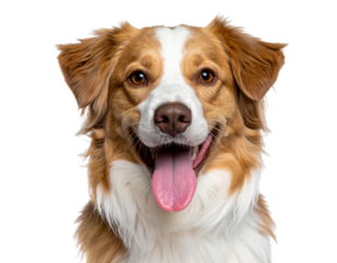 Joyful Mixed Breed Dog Portrait with Tongue Out, Isolated on Transparent Background PNG