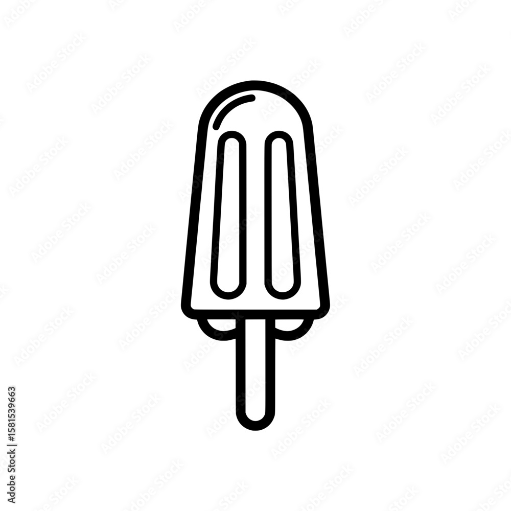 Poster black outline popsicle icon with wooden stick for web and app interfaces
