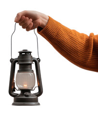 Naklejka na ściany i meble PNG Vintage lantern holding light warm.