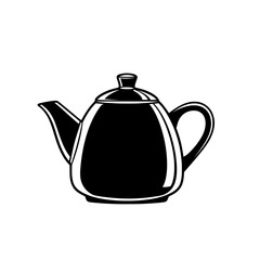 Fototapeta premium Black teapot with curved handle and spout on a plain background
