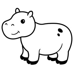 Obraz premium baby hippo with muddy feet on white background