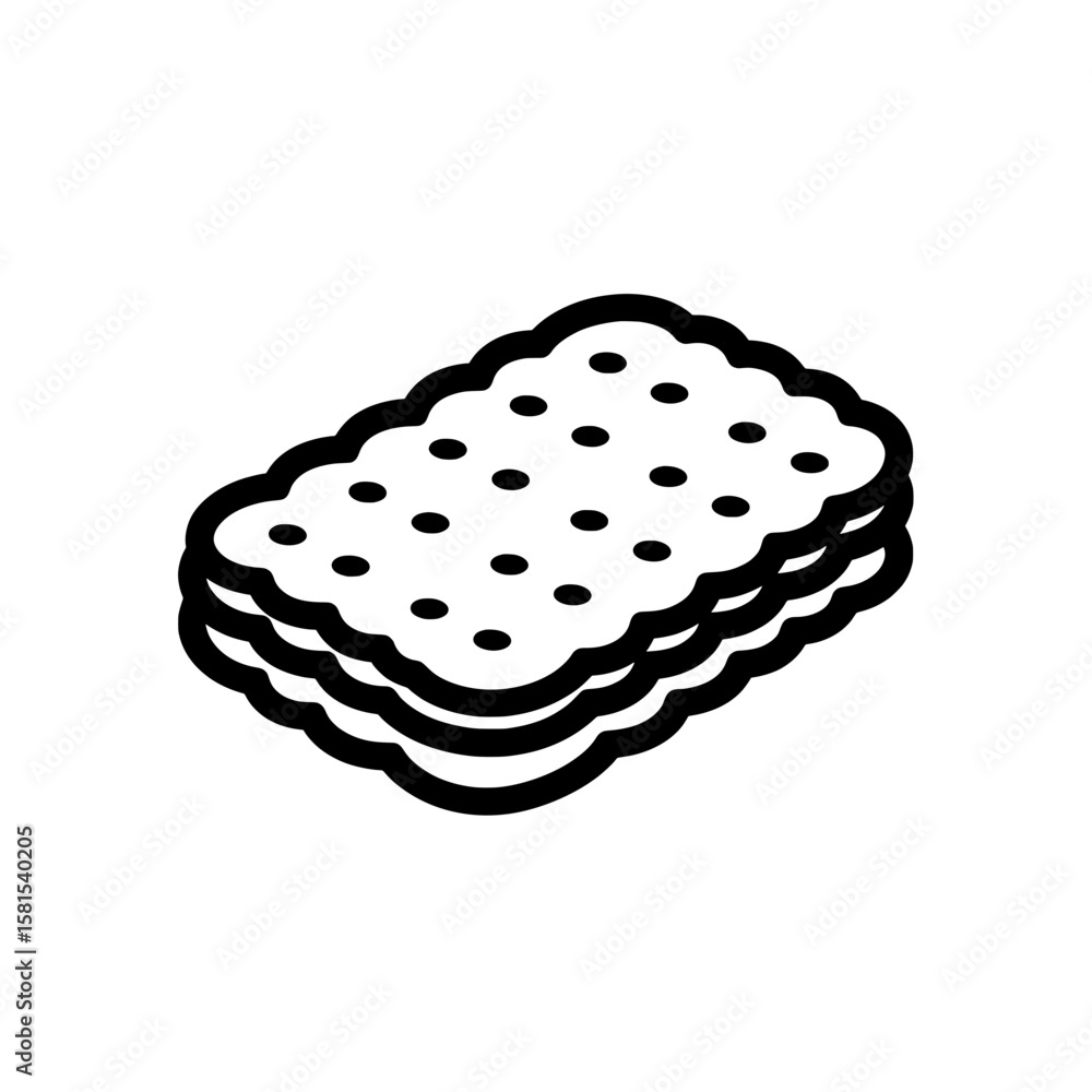 Poster stack of rectangular crackers with dotted surface for snacks and food