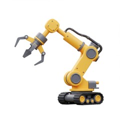 Fototapeta premium Yellow Industrial Robot Arm with Gripper for Modern Manufacturing