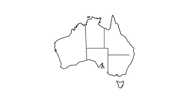 outline map of Australia on a white background