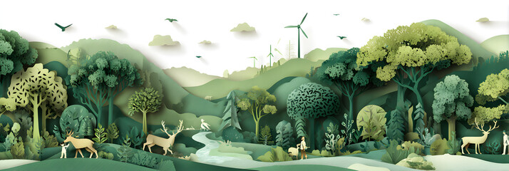 The person who knows. Tree, Achieve sustainable growth, World Environment Day. White eco urban city and nature landscape background paper art style.