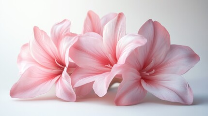 Fototapeta premium Delicate Pink Flowers Close-up on White Background