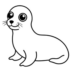 Obraz premium baby seal looking up with big eyes on white background