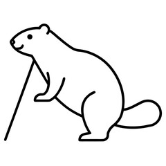 Fototapeta premium beaver building with stick on white background