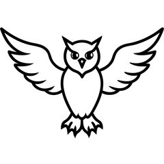 snowy owl spreading wings on white background