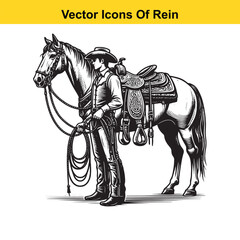 Fototapeta premium Western Horse Reins – Traditional Cowboy Riding Gear, Symbol of Control and Heritage