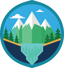 Mountain Lake in Circle Vector
