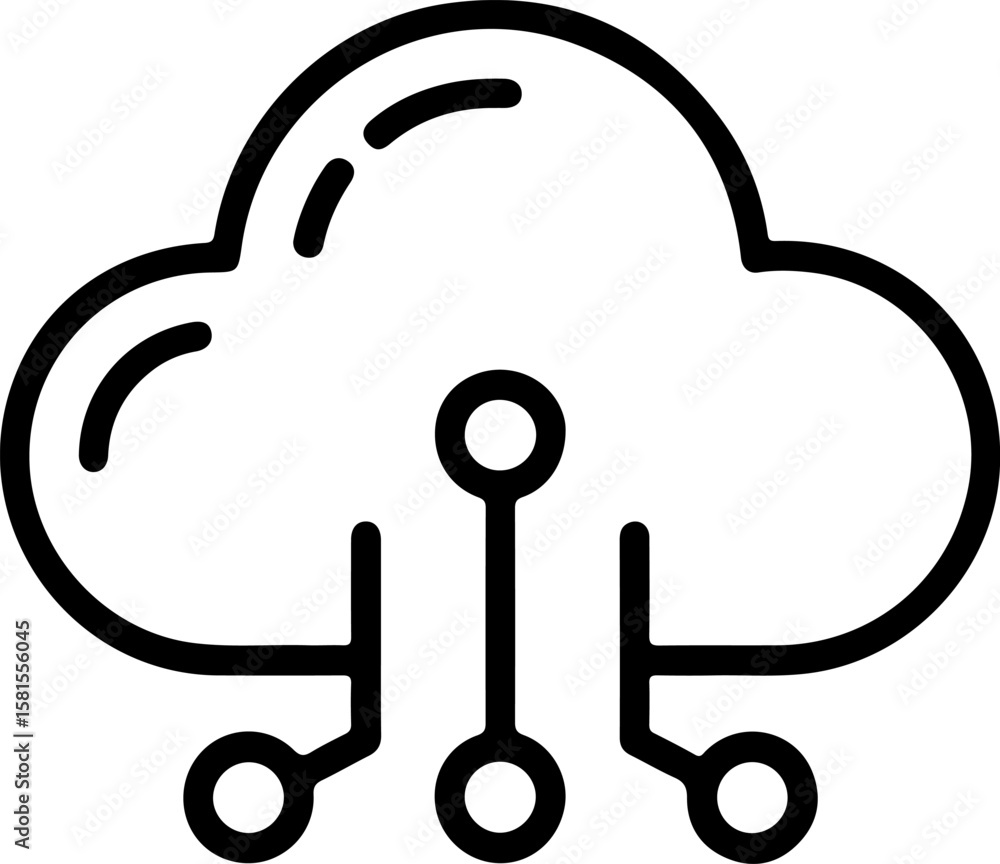 Poster cloud computing icon with circuit board connections and nodes