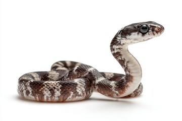 Obraz premium Realistic Close-Up of a Brown and White Snake on White Background