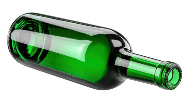 Empty green wine bottle, laying horizontally