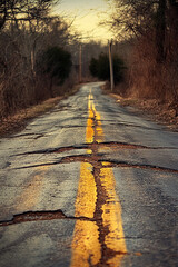 Cracked road surface, poor maintenance