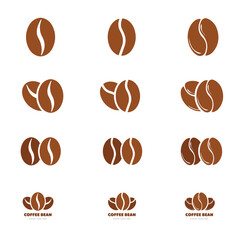 Modern Coffee Beans Icon Signs Set. Caffeine Logo Symbol trend Design.