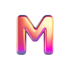 futuristic letter m illustration colorful gradient chrome finish on white