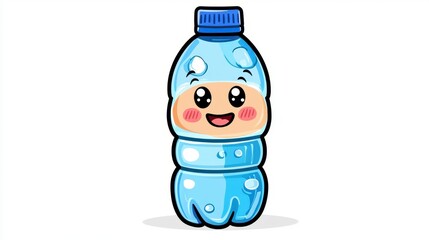 Fototapeta premium Cute Pixel Art Water Bottle Character Illustration