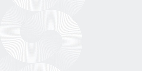 Abstract white glowing geometric lines on gray background. Modern shiny blue circle lines pattern. Futuristic technology concept. Suit for cover, poster, banner, brochure, header,